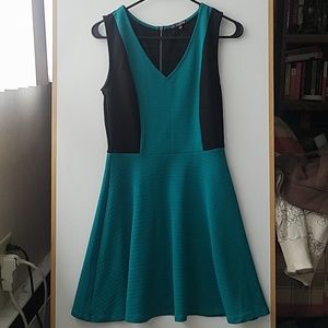 Black and Teal A-line dress NWOT